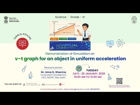 Virtual Labs : Demonstration of Simulation on v-t graph for an object in uniform acceleration