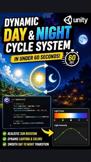 Dynamic Day & Night Cycle in Unity #gaming #tutorial #gamedev #unity #unitytutorial
