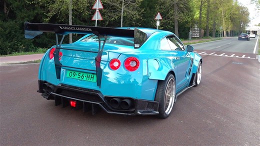 Modified Nissan GT-R R35 loud exhaust and launch