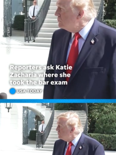 New White House press secretary Katie Zacharia faced reporter questions about where she passed the bar before leaving with the president for Alaska. #trump #alaska