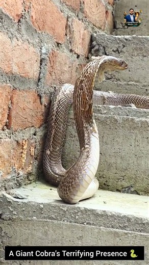 A Giant Cobra’s Terrifying Presence 🐍 #Cobra #SnakeBehavior #Wildlife