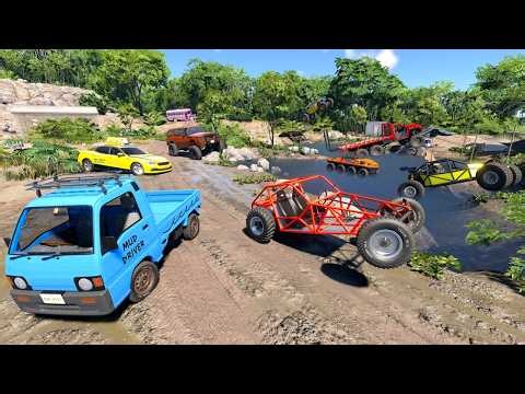 Racing Random Cars Through Muddy Jungle