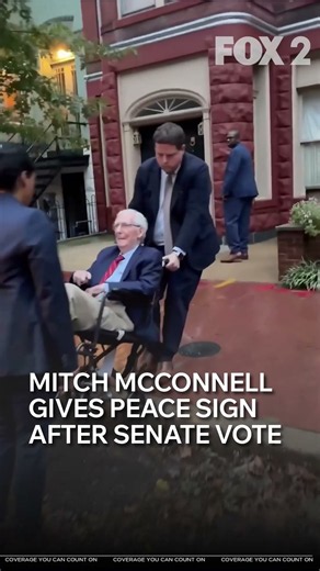 Mitch McConnell Gives Peace Sign as He Returns Home After Senate Vote