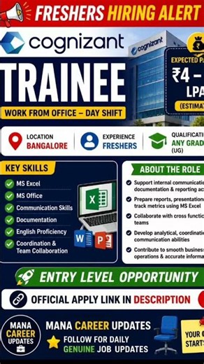 🚨 COGNIZANT is Hiring Freshers! 😍