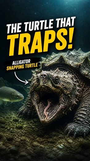 This Turtle Hunts Like a Trap 😱 | Alligator Snapping Turtle Facts #naturefacts #viralvideo