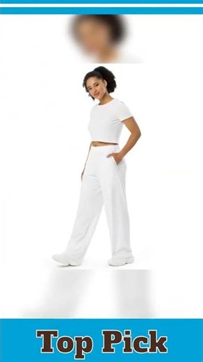 White unisex wide-leg pants for yoga, workout, walking, pickle ball, lounging