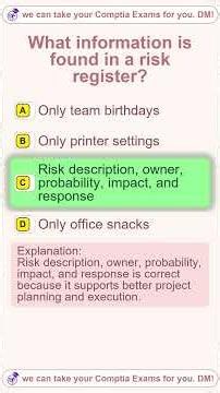I passed Risk Register Practice using these Q's