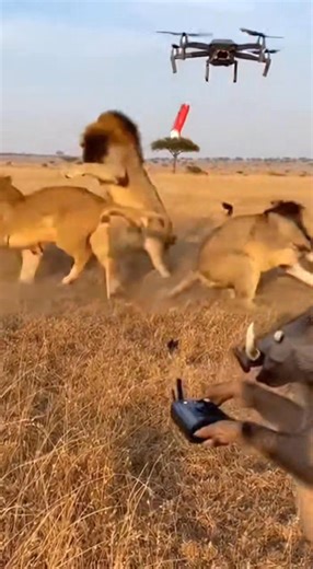 Exploding Firecracker Prank Wakes Up Lions! 🦁💥😂 5 lions were chilling… until a mischievous warthog drops a firecracker from a drone! 💥 The explosion sends the lions sliding, tumbling, and running in every direction — chaos and comedy all in one! Warthog can’t stop laughing! 😆 #FunnyWildlife #crazynature #funnyreels #wildlife | Wildlife AI Visuals