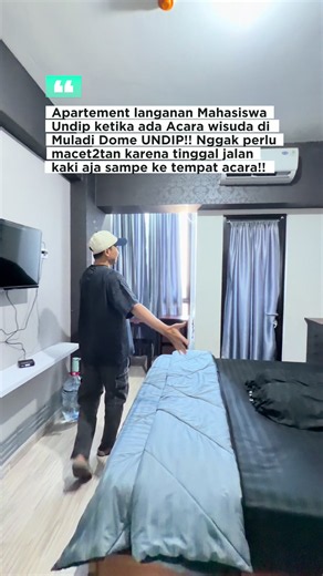Apartement langanan Mahasiswa Undip ketika ada Acara wisuda di Muladi Dome UNDIP!! Nggak perlu macet2tan karena tinggal jalan kaki aja sampe ke tempat acara!! Bookingnya langsung klik tag lokasi di video ini ya!! #altonapartemen #gajianjalanjalan #muladidome #undipsemarang #kimfull