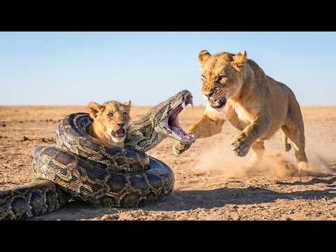 Mother Lion Defends Her Cub from a Massive Python – A Heart-Pounding Rescue | Animal Rescue Story