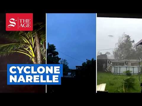 Raw footage shows Cyclone Narelle lashing Queensland