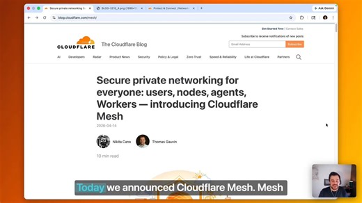 Here's Cloudflare Mesh in action! 👇Connect a virtual machine, a laptop and an Agents SDK project running on Cloudflare Workers to the same private network for secure access