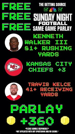 FREE SUNDAY NIGHT FOOTBALL 3 PICK SAME GAME PARLAY 10/25/26 #nfl #nflsundaynight #thebettingsource