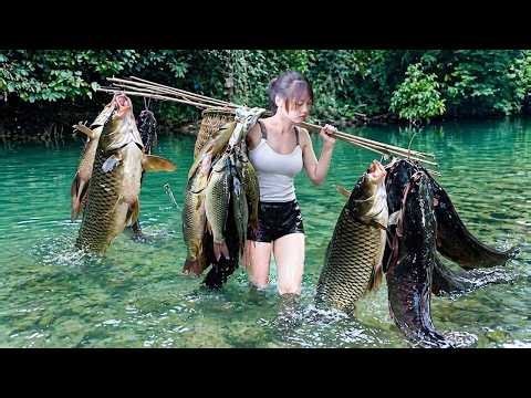 How to Catch Big Fish: Best Fishing, Amazing Dry Season Find Big Fish in River | Nguyet Fishing