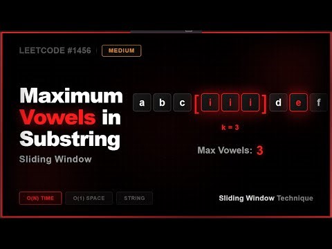 LeetCode 75 #15: Maximum Number of Vowels in a Substring of Given Length | Python Solution