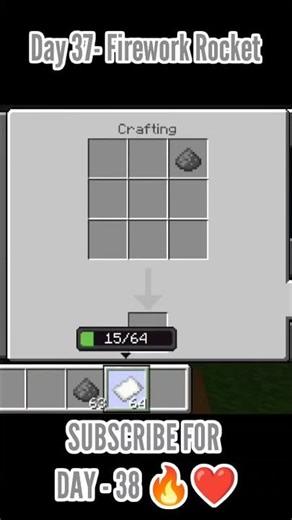 Minecraft Crafting | Day 37- Firework Rocket 🚀 #minecraft #mcpe #shorts