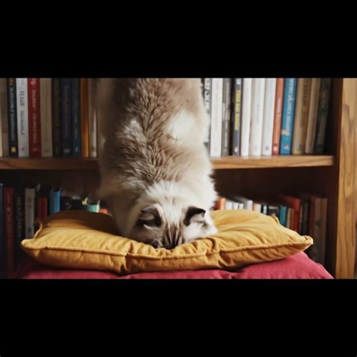 Is This A Cat Or A Cloud Watch This Epic Bookshelf Jump Into The Ultimate Cozy Pillow Nap Zone!