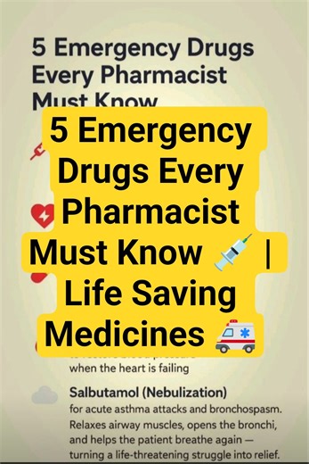 5 Emergency Drugs Every Pharmacist Must Know 💉 |Life Saving Medicines 🚑#emergencypharmacy#medication