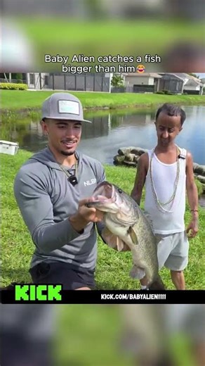 Baby Alien Lands a Fish Bigger Than Himself