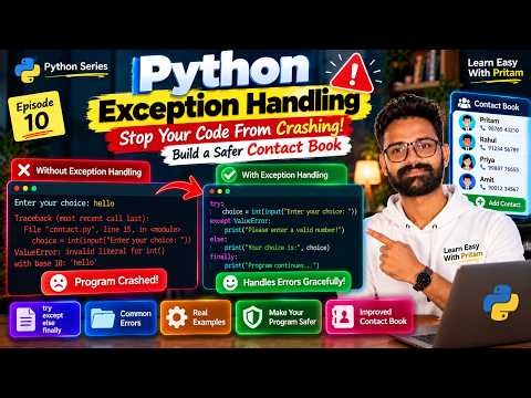 Python Try Except Explained 🔥 | Stop Your Code From Crashing | Episode 10 #pythontutorial #comment