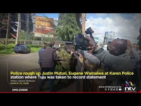 Police rough up Justin Muturi, Eugene Wamalwa at Karen Police station