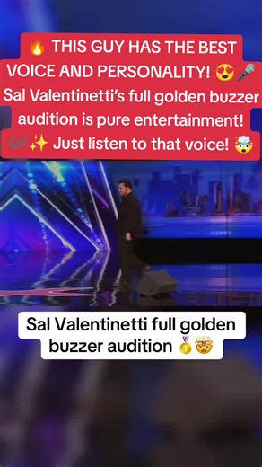 Final moment, Sal Valentinetti brings incredible vocals, confidence and charisma to the stage! 🎤🔥 His golden buzzer audition is a reminder that true talent never goes unnoticed. 🥹✨ Would YOU have pressed the Golden Buzzer? 💛👇 Sal Valentinetti audition, Sal Valentinetti golden buzzer, America's Got Talent audition, best singing auditions, incredible male singer, powerful singing voice, talented singer performance, viral talent show moments, best golden buzzer auditions, amazing vocal perform