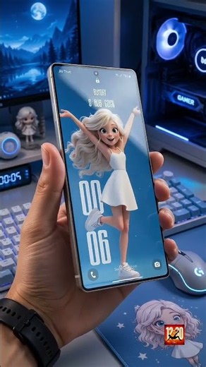 Cute Pink Anime Lock Screen Setup 😍 | 3D Depth Clock Wallpaper #shorts #4kwallpaper #wallpaperengine