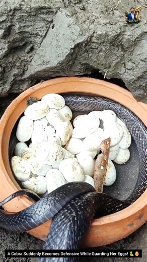 A Cobra Suddenly Becomes Defensive While Guarding Her Eggs! 🐍🥚#CobraSnake #SnakeBehavior #nature