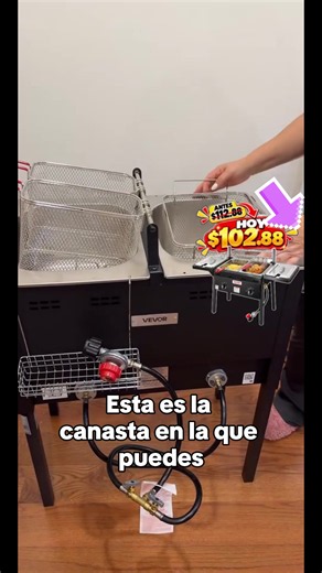 【Fallpicks】VEVOR 16qt Capacity Outdoor Propane Deep Fryer, Dual Cooking Fryers with Double Burners, Stainless Steel Cart with 2 Baskets: Fry Cool, 2-Table Prep Space, Removable Lids, Tanks, Thermometer & Regulator, Household Appliances for Outdoor Cooking