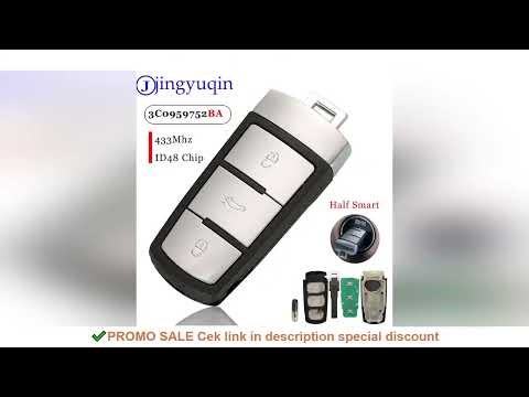 jingyuqin 3 Buttons Flip Smart Car Remote Key Fob with ID48 Chip 3C0959752BA 433MHZ ID48 For VW Pass