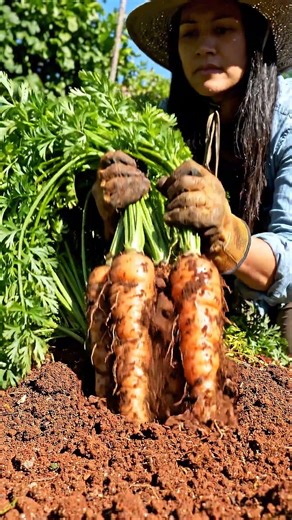 Pulling Giant Carrots From Soil 🥕 So Satisfying