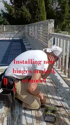 Installing new hinges on deck remodel #diy #construction #shorts #painting #deckconstruction