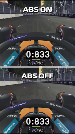BRAKE DISTANCE TEST ABS ON/OFF F1 25 #f125 #f1game #simracing #f1shorts #formula1 #f1 #f1simracing