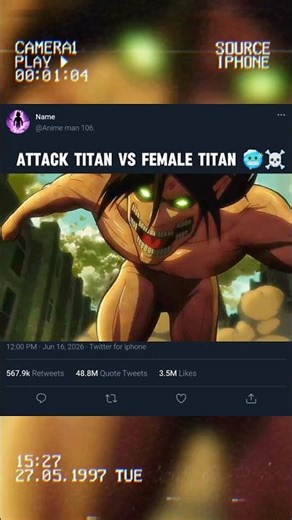 #attackontitan#aot#femaletitan#erenyeager# attack titanvs female Titan