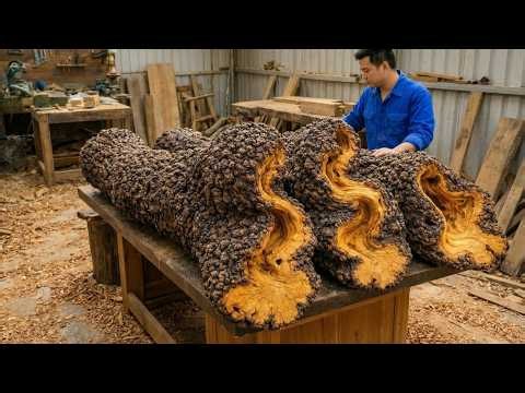 Amazing Projects by a Talented Young Carpenter. Turning Raw Wood Logs into High-Value Furniture