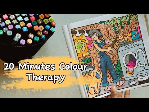 Adult coloring tutorial for relaxing | 20 minutes exclusive | cozy girl moment colouring book