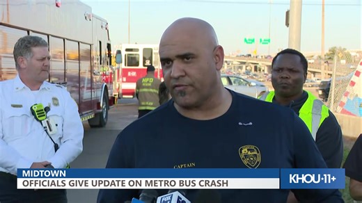 WATCH LIVE: Officials give update after crash causes METRO bus with passengers on board to overturn on Highway 288 near Midtown. | KHOU 11 News