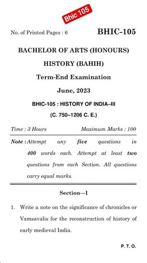 bahih bhic 105 history IGNOU exam 2026 #ignou #bhic #ignou assignment