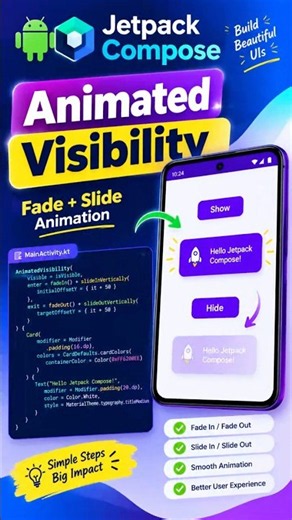 AnimatedVisibility in Jetpack Compose | Fade In & Fade Out Animation