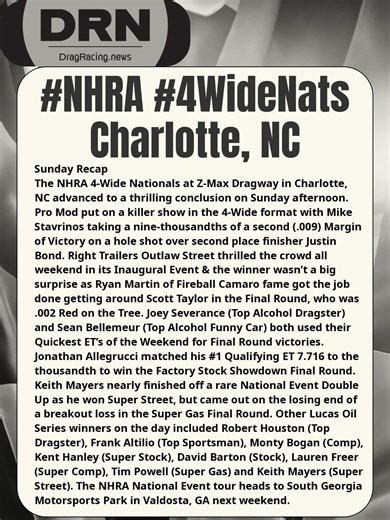 #NHRA #4WideNats Sunday Event Recap