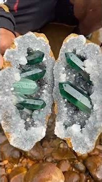 Amazing Discovery of Giant Green Crystals Inside a Geode!