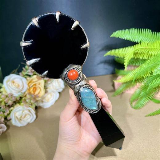 Natural Black Obsidian Mirror Magic Wand Carving, Witchcraft Divination Scrying Tool, Meditation Crystal Decor - Etsy
