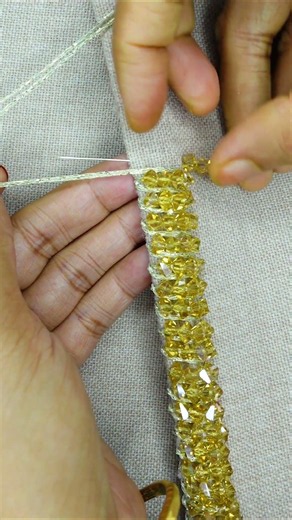 Gorgeous beads border hand embroidery #crochet #loopstitch #embroidery #handembroidery #beginnersst