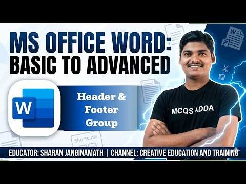 MS Word Full Course | Header & Footer Group of MS Word | Basic to Advanced | Sharan Janginamath