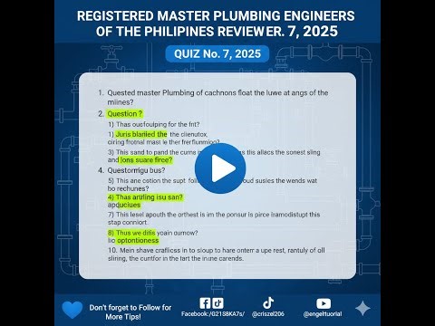 Master Plumbing Reviewer 2025: Quiz No. 7 | Sewage & Drainage Systems