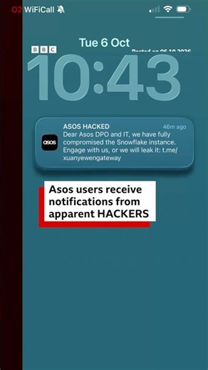 Asos users receive notifications from apparent hackers. #Asos #Hackers #BBCNews