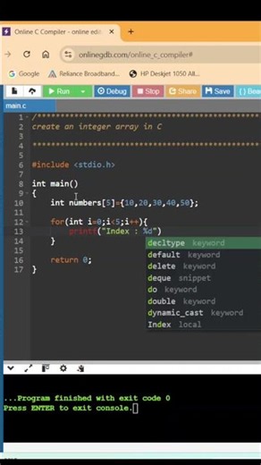 How to Create an Integer Array in C #shorts #cprogramming #cprogrammingquestions #coding