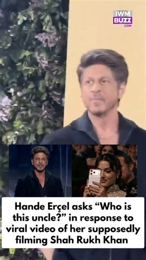 Hande Erçel asks “Who is this uncle?” in response to viral video of her supposedly filming Shah Rukh Khan at the Joy Awards 2026. Hande Erçel’s Instagram story calling Shah Rukh Khan “uncle” sparks divided fan reactions while denying fangirl claims #handeercel #JoyAwards #saudiarabia #bollywood #SRK #shahrukhkhan #viralvideo | IWMBuzz