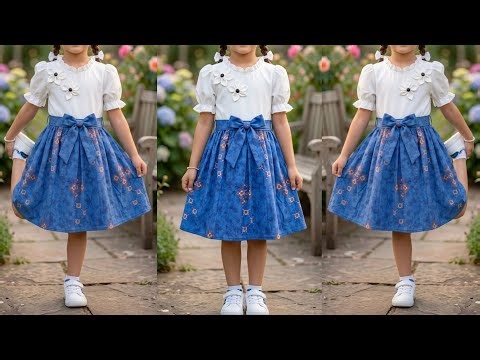 Beautiful Baby Frock Cutting & Stitching | Stylish Bow & Flower Dress Tutorial | Easy DIY