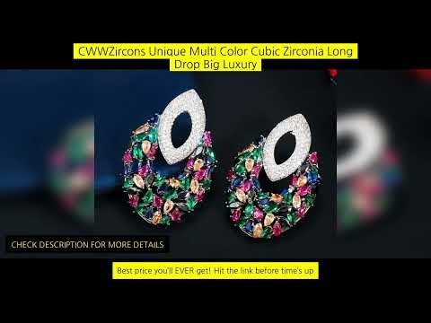 Cwwzircons Unique Multi Color Cubic Zirconia Long Drop Big Luxury Party